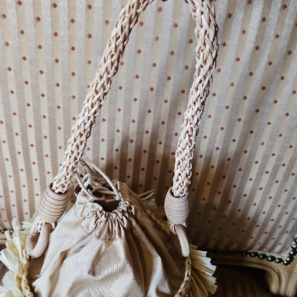Caterina Bertini Straw-Like Mini Bucket Bag with Drawstring - Picture 2 of 8